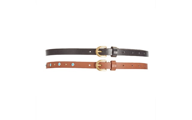  Concepts Womens Studded 2-For-1 Belts (Black/Cognac, Large)
