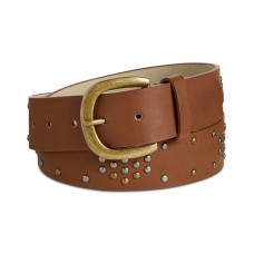 INC International Concepts Womens Studded Pant Belt, Cognac, L