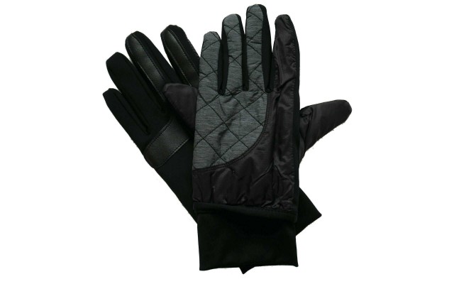  Men’s Quilted Thermal Stretch Smart Touch Winter Gloves, Black/GrayTop, Large / X-Large