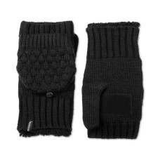 Isotoner Signature Women’s Flip Top Mittens with Palm Patch (Black)