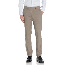 Kenneth Cole REACTION Men’s Stretch Heather Herringbone Slim Fit Flat Front Flex Waistband Dress Pant (Oatmeal, 32X30)