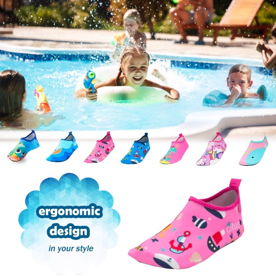 Kids Summer Non-Slip Lightweight Swim Water Shoes, Aqua Socks, Pool & Beach Walking Shoes for Toddlers, Kids, Boys and Girls, Sailor Girl, Toddler 7.5/8