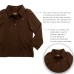  Boys Solid Cargo Polo Peruvian Cotton T-Shirt – Long Sleeve, Polo Neck With 3 Buttons, Chocolate, 2