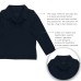  Boys Solid Cargo Polo Peruvian Cotton T-Shirt – Long Sleeve, Polo Neck With 3 Buttons, Navy, 3