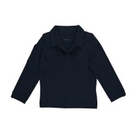 Kidsy Boys Solid Cargo Polo Peruvian Cotton T-Shirt – Long Sleeve, Polo Neck With 3 Buttons, Navy, 3