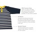  Boys Solid Cargo Polo Peruvian Cotton T-Shirt – Long Sleeve, Polo Neck With 3 Buttons, Navy Stripe, 2