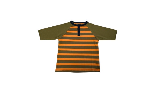  Boys Solid Cargo Polo Peruvian Cotton T-Shirt – Long Sleeve, Polo Neck With 3 Buttons, Army Stripe, 3