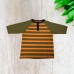  Boys Solid Cargo Polo Peruvian Cotton T-Shirt – Long Sleeve, Polo Neck With 3 Buttons, Army Stripe, 3
