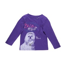 Kleverkids Girls Flowers Graphic Printed Peruvian Cotton T-Shirt – Long Sleeve, Frill Crewneck