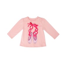 Kleverkids Girls Flowers Graphic Printed Peruvian Cotton T-Shirt – Long Sleeve, Frill Crewneck