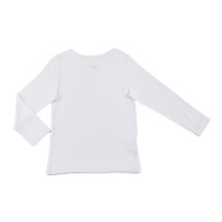 Kleverkids Girls Flowers Graphic Printed Peruvian Cotton T-Shirt – Long Sleeve, Frill Crewneck, Snow, 8