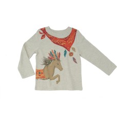 Kleverkids Girls Flowers Graphic Printed Peruvian Cotton T-Shirt – Long Sleeve, Frill Crewneck