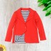  Toddler Girls Polka Dots Blazer Jacket  – Notched Lapel, Two Button Closures, Crimson, 2