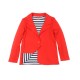  Toddler Girls Polka Dots Blazer Jacket  – Notched Lapel, Two Button Closures, Crimson, 8