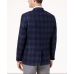  Men’s Classic-Fit Ultraflex Stretch Navy/Brown Plaid Wool Sport Coat (46R)