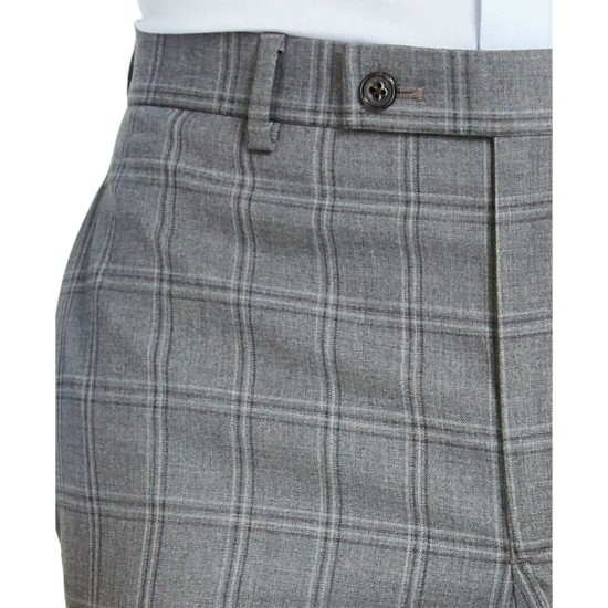  Mens Glen Plaid Business Dress Pants (Gray), Gray, 40X32