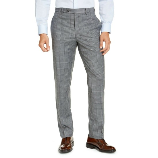  Mens Glen Plaid Business Dress Pants (Gray), Gray, 40X32