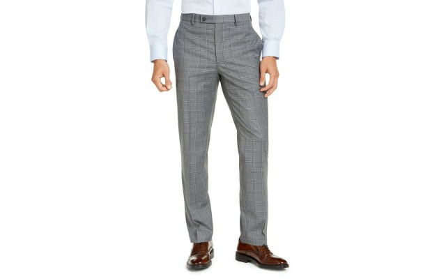  Mens Glen Plaid Business Dress Pants (Gray), Gray, 40X32