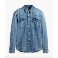 Levi’s Men’s Standard Barstow Western Long-Sleeve Denim Shirt (Artisinal Repair, Large)