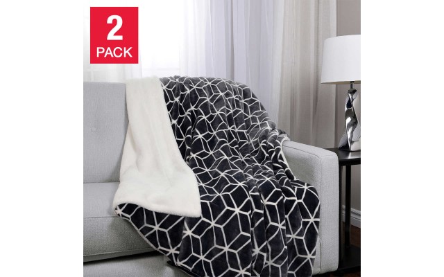  Ultimate Faux Fur Throw Ultra Soft 2-pack, Dark Gray