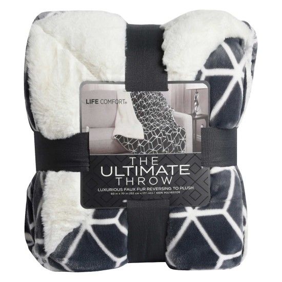  Ultimate Faux Fur Throw Ultra Soft 2-pack, Dark Gray