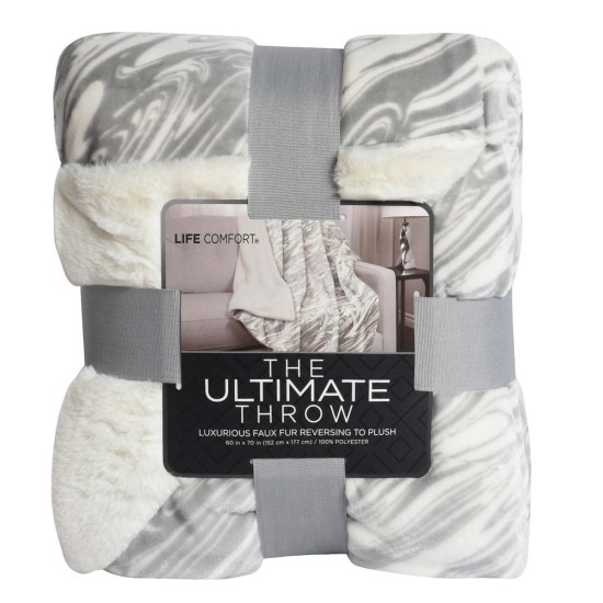  Ultimate Faux Fur Throw Ultra Soft 2-pack, Gray