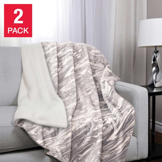  Ultimate Faux Fur Throw Ultra Soft 2-pack, Gray