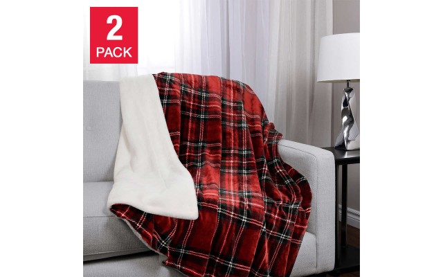  Ultimate Faux Fur Throw Ultra Soft 2-pack, Red