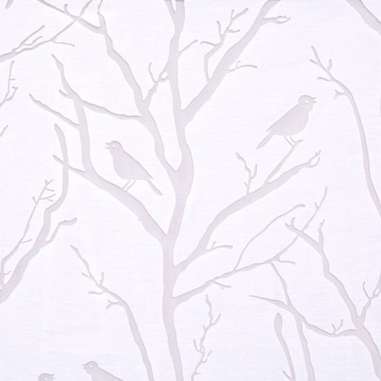 Madison Park Averil Sheer Burnout Bird Grommet Curtain Panel (White, 50×63)