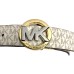  Belt Reversible Print Logo Vanilla/Cognac Two-tone Logo Buckle, VANILLA/COGNAC, Small