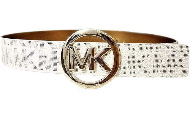  Belt Reversible Print Logo Vanilla/Cognac Two-tone Logo Buckle, VANILLA/COGNAC, Large