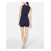  Womens Navy Sleeveless Jewel Neck Romper (Navy, Small)