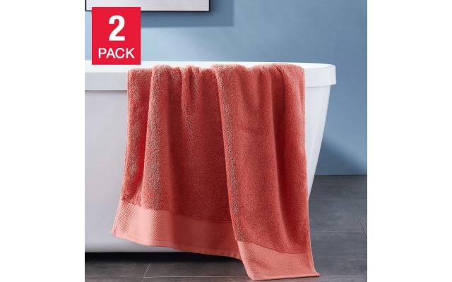  Cotton Bath Towel, 2-pack, Orange
