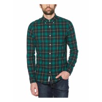 Original Penguin Men’s Long Sleeve Plaid Button Down Shirt (Green, Medium)