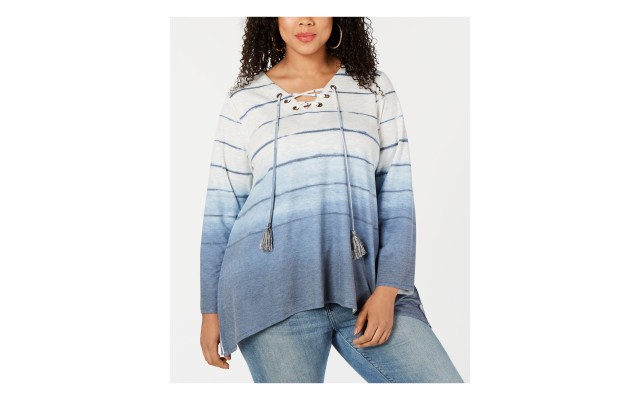 Style & Co Plus Size Ombré Handkerchief-Hem Top