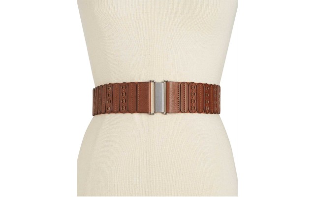 Style & Co. Women's Casual Panel Stretch Belt, Cognac, Small