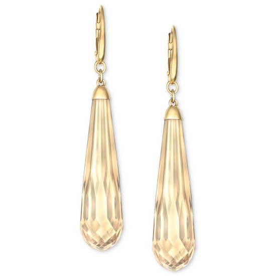  Earrings, 18k Gold-Plated Golden Shadow Crystal Drop Earrings