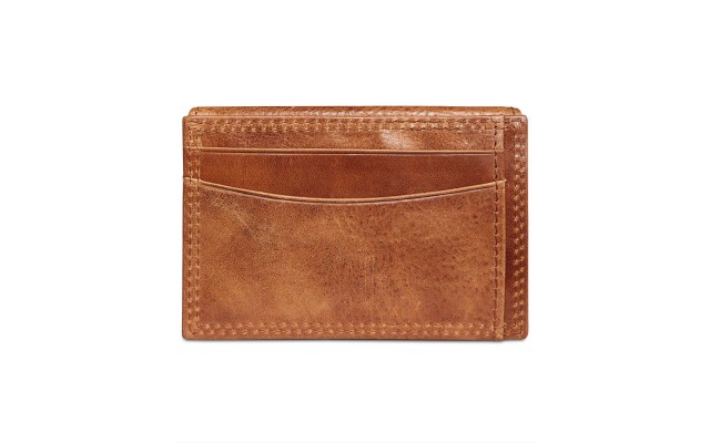  Men’s Leather Flip Card Case (Light Beige, 2.75″x3.93″x0.71″)