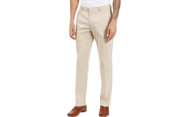  Mens Tate Dress Pants Checkered Flex (Tan/White, 32X30)