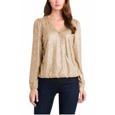 Vince Camuto Women’s Fold-over Front Foil Ribbed Jersey Top