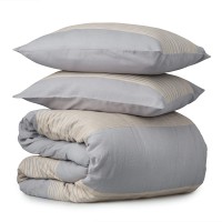 Welhome 100% Cotton Percale Crosby Stripe Comforter Set (King – 108″ x 92″ – Taupe)