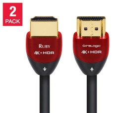 WireLogic 8 Feet Ruby HDMI Cable Supports 4K/8K Resolutions, 2-pack