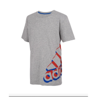 adidas Little Boys Short Sleeve Heather Core Repeating Tee (Gray, 4)