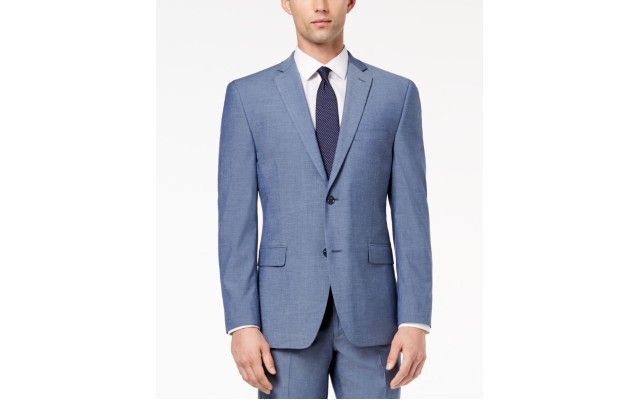  Mens Slim-fit Performance Stretch Suit Jacket Light Blue 44R