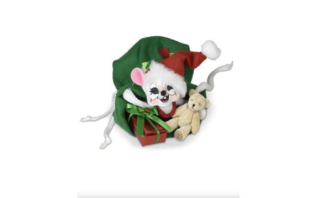  6in Very Merry Mouse in Santas Bag