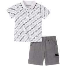 Calvin Klein Baby Boys 2-Pc. Logo-Print Polo & Shorts Set