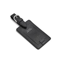 Campo Marzio Leather Luggage Tags, Black