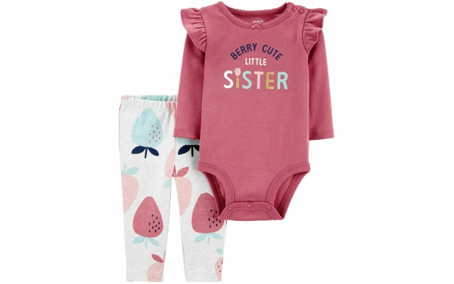 Carter’s Baby Girls 2-Pc. Cotton Berry Bodysuit & Leggings Set (6 Month, Pink)