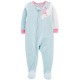 Carter’s Baby Girls Fleece Footed Sleeper Pajamas Jumpsuits, Blue, 12 Months