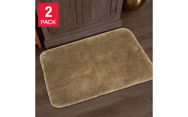  Bath Mat, Skid Resistant Backing 2-pack, Tan